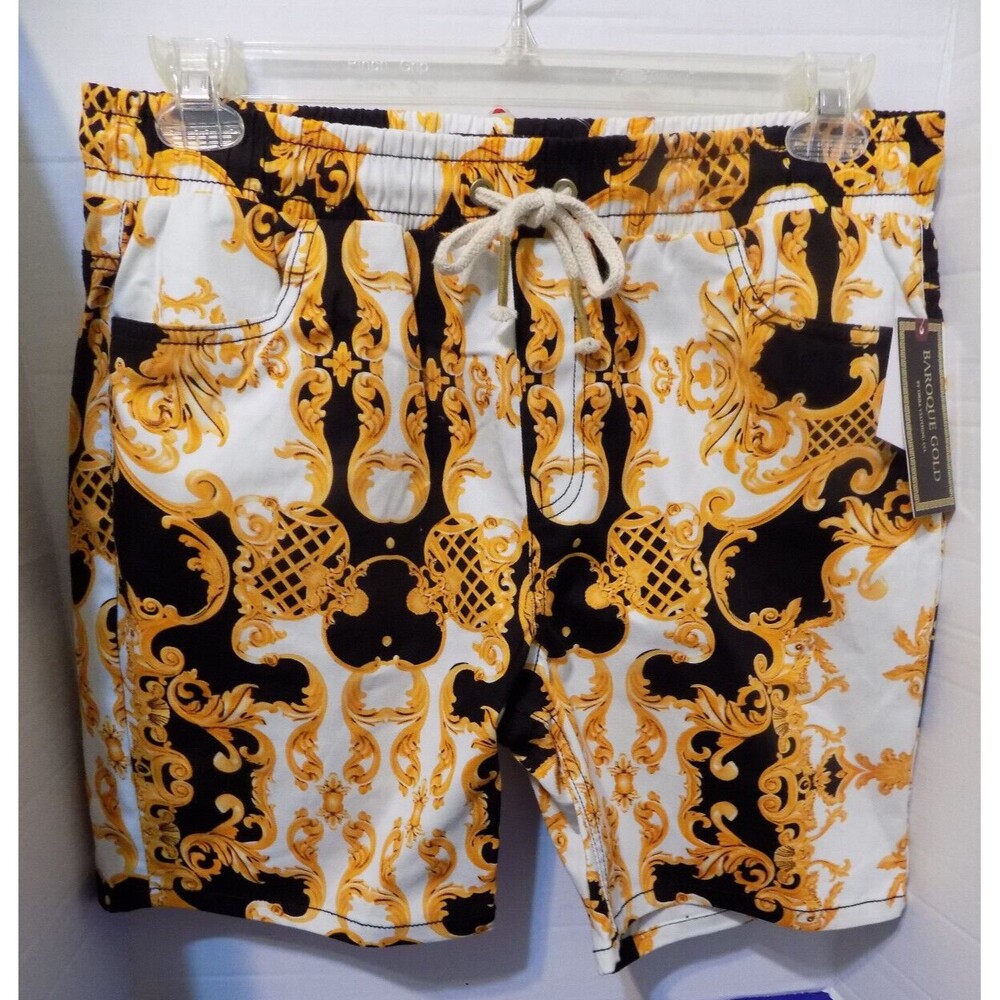 NEW BAROQUE GOLD ITALIAN DESIGNER STYLE  MEN'S SHORTS Size XL